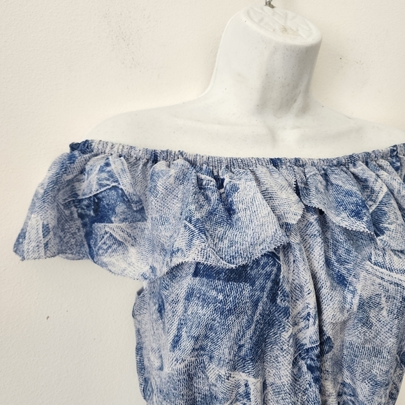 L'AGENCE Leonie Denim-Inspired Off Shoulder Silk Mini dress Size Small - Picture 6 of 15